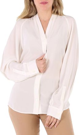 Burberry Ladies Natural White Fion Long-Sleeve Shirt, Brand Size 12 (US Size 10)