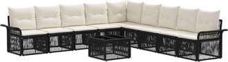 vidaXL Conjunto De Sof&aacute;s De Jard&iacute;n 10 Uds. Negro Rat&aacute;n Sint&eacute;tico Vidaxl