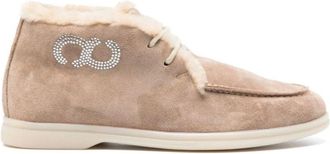 Casadei Schoenen, Dames, Bruin, 40 EU, Wol, Antilope Enkellaarsjes