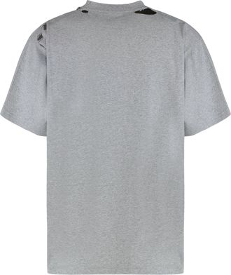 Balenciaga Mens Cotton Crew Neck T-Shirt Grey T-Shirts And Polos
