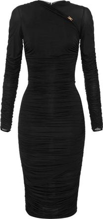 Elisabetta Franchi Jersey Jurk met Draperie - Dames - Feestkleedjes - Zwart - M - Kleedjes
