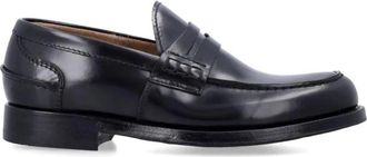 Green George Gepolijste Leren Penny Loafers - Heren - Loafers - Zwart - 44 EU - Leer - Schoenen