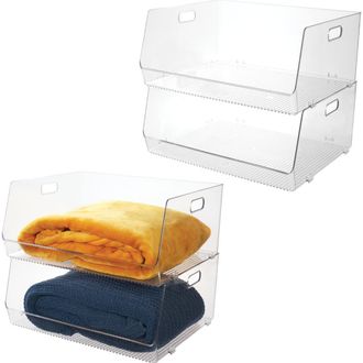 iDesign Stackable Open-Front Bin Set of 4 in Clear at Nordstrom