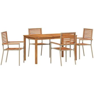 vidaXL Conjunto De Comedor De Jard&iacute;n 5 Pcs Beige Polirat&aacute;n Vidaxl