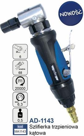 Adler Europe Amoladora Recta Neum&aacute;tica Angular, Herramienta Profesional Para Desbaste Y Pulido, Alta Velocidad, Dise&ntilde;o Ergon&oacute;mico Compacto, Resistencia Y Precisi&oacute;n