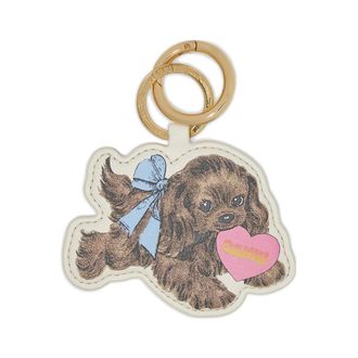 Ganni Keyrings, female, Yellow, Size: ONE SIZE Dog Print Leather Keyring