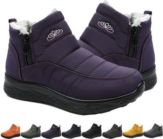 Generic Dritnow Womens Insulated Snow Boots, Dritnow Shoes Snow Boots Women, Waterproof, Non-slip & Fur Lined (Purple,6.5)