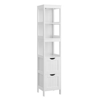 Vasagle Vasagle - Torre De Lino, Gabinete Alto De Ba&ntilde;o, Armario De Piso, Con 2 Cajones Y 3 Estantes Abiertos, 30 X 30 X 143,5 Cm, Para Cuarto De Ba&ntilde;o, Sala, C