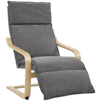 HOMCOM Homcom Sill&oacute;n De Sal&oacute;n Con Reposapi&eacute;s, Butaca De Sal&oacute;n Tapizada En Lino Con Balanceo Suave, Respaldo Alto, Asiento Amplio, Para Dormitorio, Gris