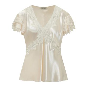 Alberta Ferretti Alberta Ferretti, Blouses, female, White, Size: S Lace Ruffled Blouse