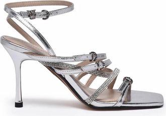 Pinko Sandal 9cm Heel Strap - Silver