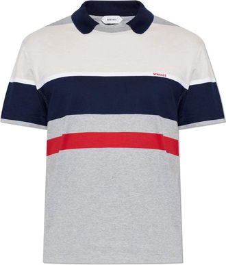 Versace Gestreept T-shirt van katoenjersey - Heren - Polos - Grijs - M - Katoen - Tops
