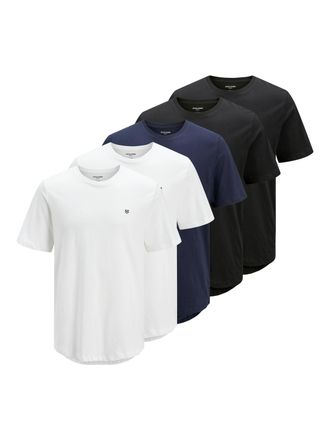 Jack & Jones Rundhalsshirt JACK & JONES JPRBLABRODY TEE SS CREW NECK 5PK MP, Herren, Gr. XL, bunt (wei&szlig; pack:with 2xwei&szlig;, 2xschwarz, 1navyblazer), Jersey, Obermate