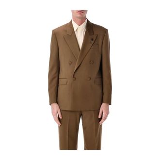 Lardini Dubbelrijige wollen blazer - Heren - Jassen - Bruin - Maat: XL Wol
