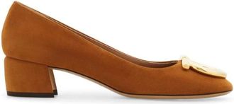 Ferragamo Schoenen, Dames, Bruin, 39 EU, Leer, Suede Leder Pomp