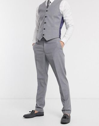 Asos slim suit trousers in mid grey-Navy