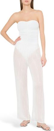 Milly Celina Pinstripe Cover-Up Pants in White/Silver at Nordstrom, Size X-Small