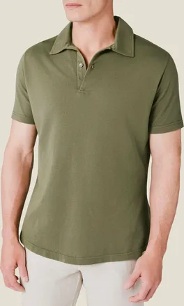 Luca Faloni Khaki Green Cotton Piqu&eacute; Classic Polo