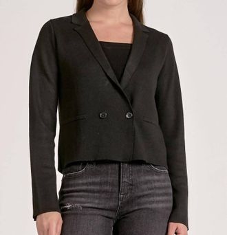 Elan Double Breasted Crop Jacket In Black