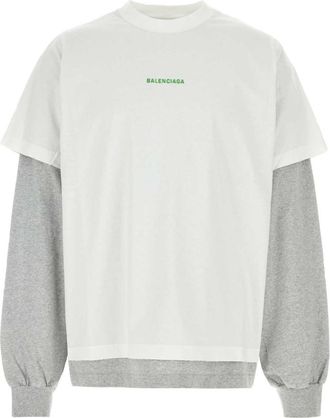 Balenciaga White Full Sleeves Logo T-Shirt