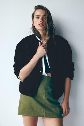 H&M Teddy Jacket in Black at Nordstrom, Size Xx-Small
