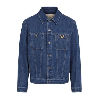 Valentino Denim Jacket with VGold - male - Valentino - Denim Jackets - Blue - XL - Jackets