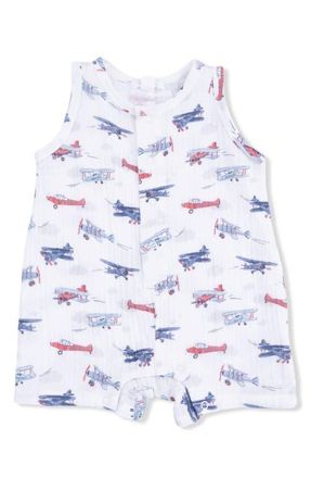 Angel Dear Vintage Planes Sleeveless Romper in White at Nordstrom, Size 12-18M