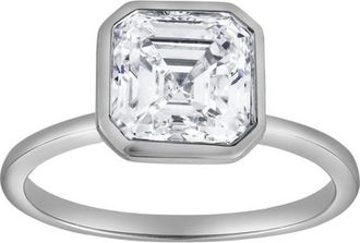 LuvMyJewelry Adele 2.5Ct Asscher Lab Grown Diamond Bezel Engagement Ring in 14K White Gold at Nordstrom, Size 7