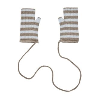 Rus Vingerloze Gebreide Handschoenen - Heren - Accessoires - Beige - Maat: ONE Size Polyamide