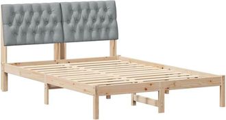 vidaXL Bed Frame Light Grey 140 x 190 cm Solid Pine Wood vidaXL