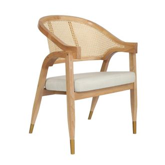 Flash Furniture Commercial Cane Rattan Dining Chair with Cushioned Seat, Natural