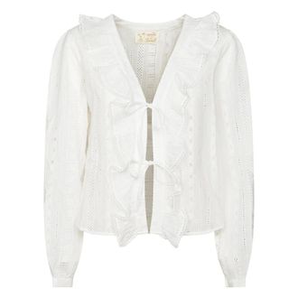 MC2 Saint Barth Blouses, female, White, Size: XS Evie Sangallo Stripes Embry 01