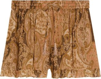 Zimmermann Carousel Metallic Silk Shorts - Brown - 4 (UK 16 / XL)