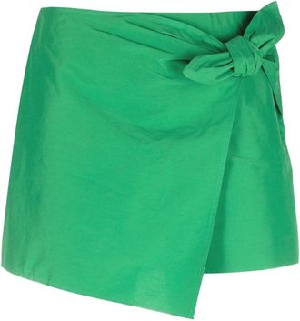 Red Valentino mid-rise knot-detail shorts - women - Cotton/Cotton - 40 - Green