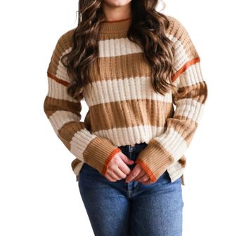 Sadie & Sage Violette Striped Sweater In Brown