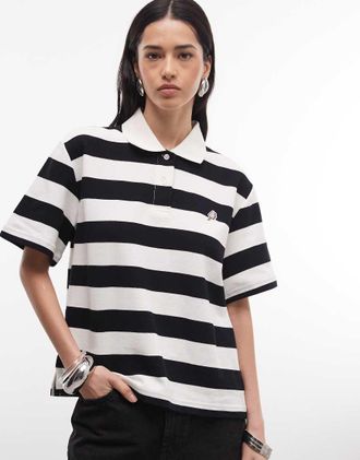 Icecream Popsicle - Polo nera e bianca a righe-Nero