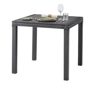 Dmora Dmora - Mesa De Exterior Dguidon, Mesa Cuadrada Fija, Mesa De Jard&iacute;n Multiusos Efecto Rat&aacute;n, 100% Made In Italy, 80x80h74 Cm, Antracita
