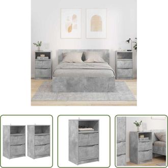 vidaXL Cassetti - Comodini con cassetto 2 pcs Grigio cemento 40 x 30 x 467 cm