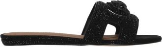 Kurt Geiger Eagle Cut-Out Flat Sandal - Dames - Sandalen - Zwart - 36 EU - Leer - Schoenen