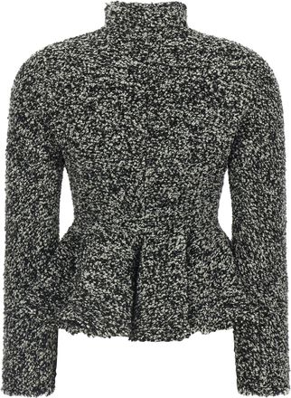 Alberta Ferretti Virgin Wool Boucl&eacute; Peplum Blazer - White