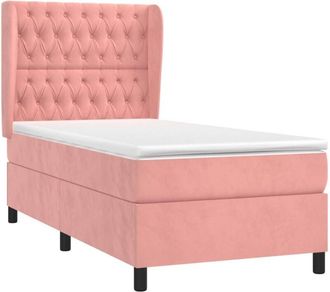 vidaXL Cama Box Spring Con Colch&oacute;n Terciopelo Rosa 80x200 Cm Vidaxl