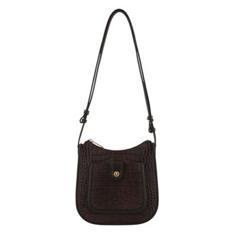 Pourchet Tassen, Dames, Bruin, ONE Size, Leer, Bride Croco Crossbody Tas