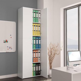 vidaXL Armario De Oficina De Madera Contrachapada Blanco 60x32x190 Cm Vidaxl