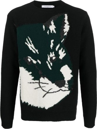 Maison Kitsuné Fox Head jacquard jumper - men - Wool - S - Black