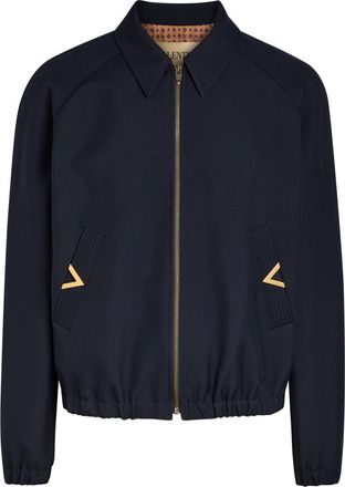 Valentino Garavani Logo-plaque Woven Jacket - Navy - 52 (IT52 / XL)