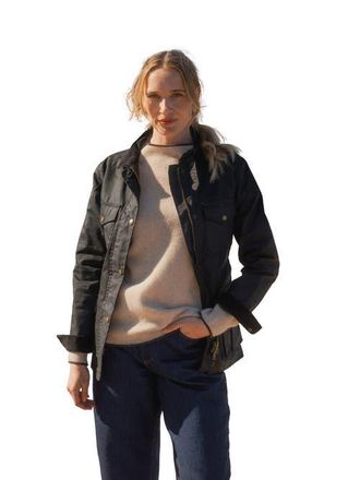 Celtic & Co. British Waxed Cotton Belted Jacket in Black at Nordstrom, Size 14