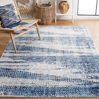 Safavieh Olympia Machine Made Area rug, Blue / Ivory Contemporary Style Easy Care
