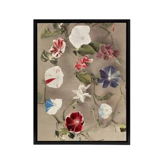 Artery8 Group Of Morning Glories Framed Canvas Wall Art Print Ogawa Kazumasa | Size: W24 x H32
