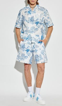 Versace Shirt With Print Coral Theatre Allover, Mens, Light Blue