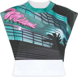 Palm Angels graphic-print sleeveless top - women - Organic Cotton - S - Green